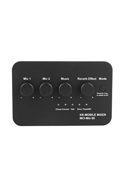 APWIKOGER black Compact Karaoke Audio Mixer 3.5mm AUX BT Connection with 2 Mic Inputs Digital Audio Sound Kara