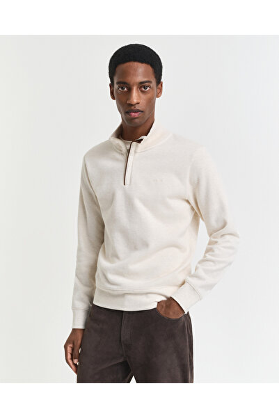 Gant Erkek Krem Regular Fit Yarım Fermuarlı Sweatshirt
