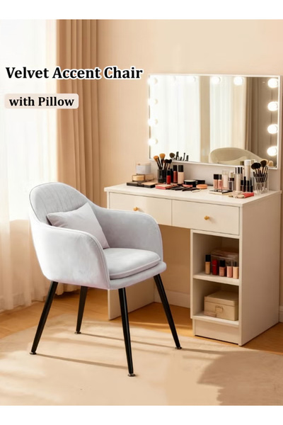 Generic Velvet Decorative Chair, Home Office Desk Chair, Suitable for Dressing Room and Bedroom