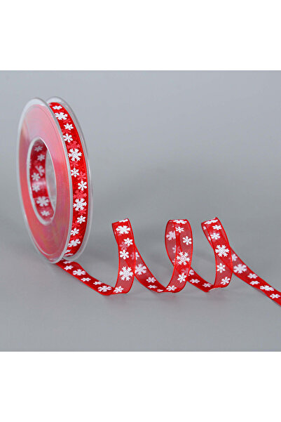 Choice شرائط ساتان عيد الميلاد بعرض 1 سم، 5 أمتار/لفة، شرائط هدايا بنمط ندفة ...