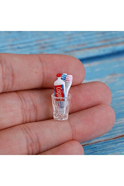 Choice مجموعة مكونة من 4 قطع/مجموعة من أكواب معجون الأسنان وفرشاة الأسنان لبيت الدمية المصغر ومساحة حمام لبيت الدمية المصغر