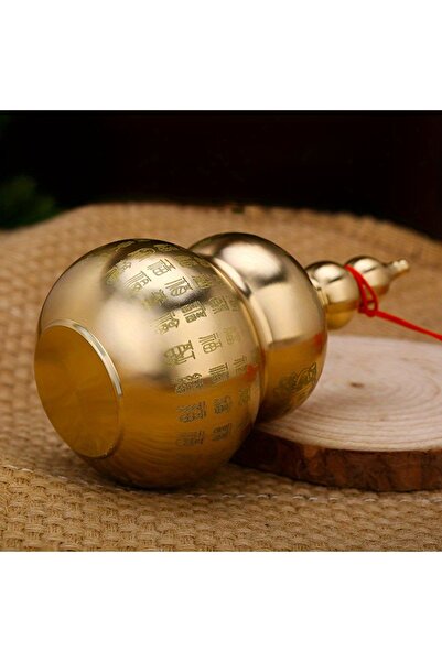 Choice زينة فنغ شوي على شكل قرع من النحاس الذهبي مع شرابة - رمز الحظ السعيد والثروة للتخزين على سطح الطاولة