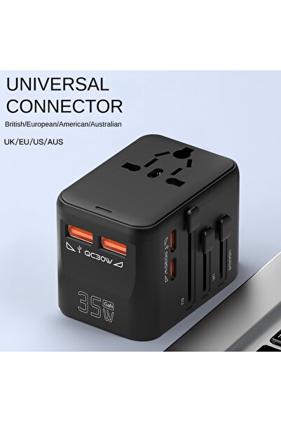 Choice black The New 35W GAN Universal Adapter Plug Is a Multi-Functional Tra...