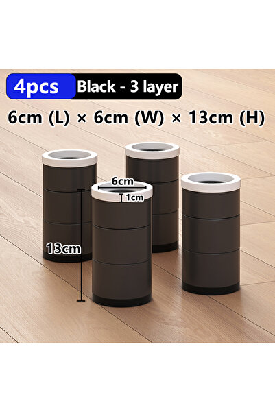 Choice وسائد أقدام قابلة للتكديس للأثاث باللون الأسود 3 لتر، 4 قطع: وسائد أقدام الطاولة، وطاولة الشاي، وقاعدة الخزانة R