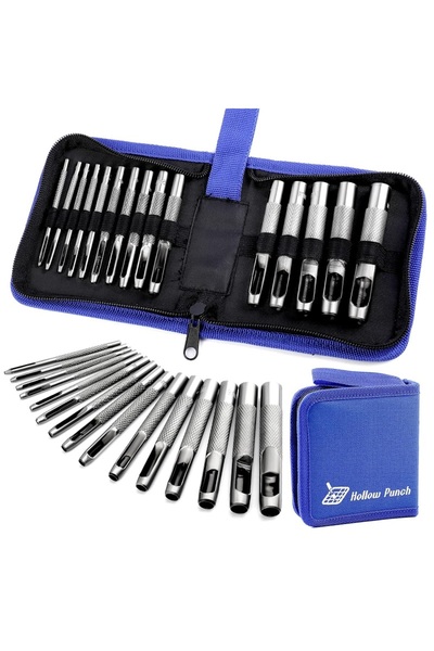 Choice نوع 1 بودور 15 قطعة من مثقب الجلد مع حقيبة تخزين لأشرطة الساعات والأحز...