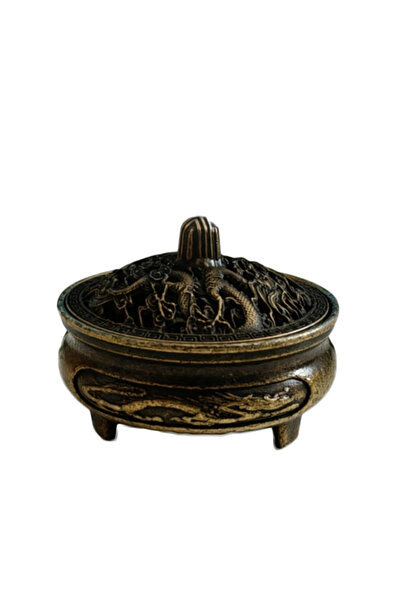 Choice كما في الصورة موقد عطري عتيق صغير من سبائك معدنية بثلاثة أرجل، مصنوع يدويًا، وعاء داخلي، سلك بخور