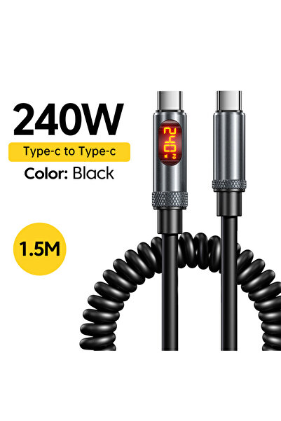 Choice كابل يو إس بي من النوع سي إلى النوع سي، أسود، 1.5 متر، بقوة 240/100 وا...