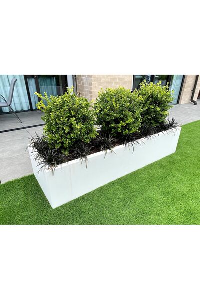 Generic Rectangular White GRP Fiberglass Planter Box - 50x20x20cm