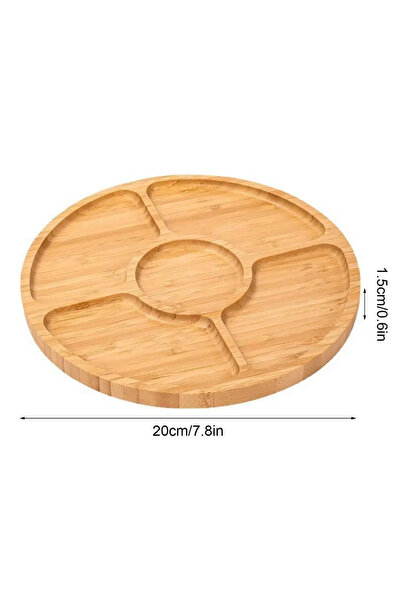 Choice Bamboo Bamboo Fruit Tray Round Five Compartment Fruit Plate for Snacks Fruits Nuts Wooden Plate with