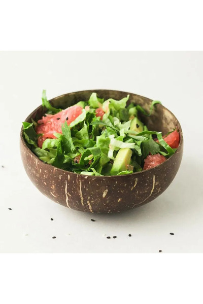 Choice أوعية جوز الهند سعة 500-550 مل لتقديم الأطباق، وعاء خشبي للسلطة، أوعية خشبية قابلة لإعادة الاستخدام، أدوات تقديم طبيعية