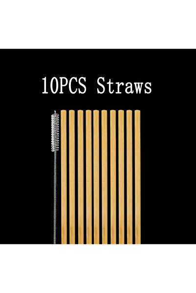 Choice 10PCS-1Brush Natural Bamboo Drinking Straw 7.8" Eco-friendly Reusable ...