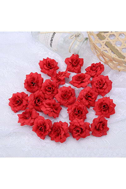 Choice 20 قطعة من رؤوس الورود الاصطناعية المصنوعة من الحرير الأحمر 5/10/20 قط...