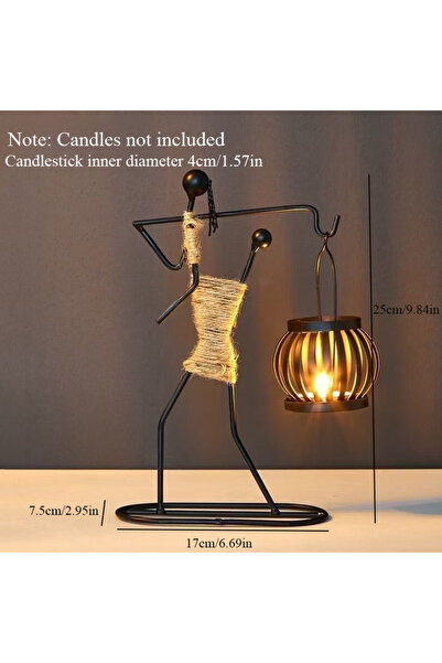 Choice شمعة سي-نو، حامل شموع معدني بتصميم تجريدي، مصنوع يدويًا، على شكل شخصية