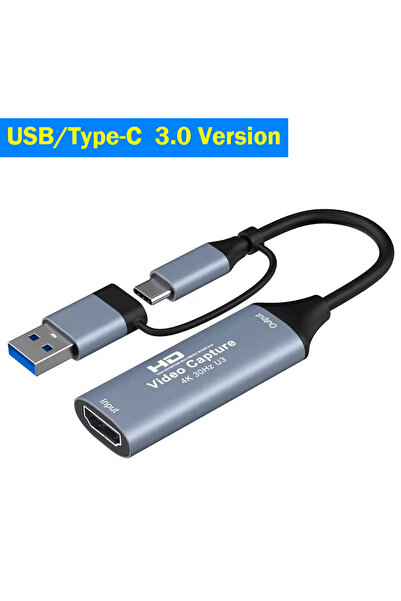 Choice Grey USB3.0 4K HDMI Video Capture Card 1080P HDMI to USB2.0/3.0 Type-C 2 in 1 Game Grabber Record Ca