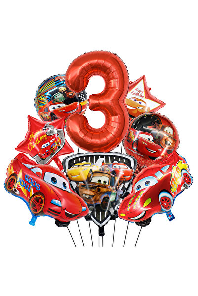 Choice مجموعة بالونات لايتنينج ماكوين رقم 3 من 8 قطع، مناسبة لحفلات استقبال ا...