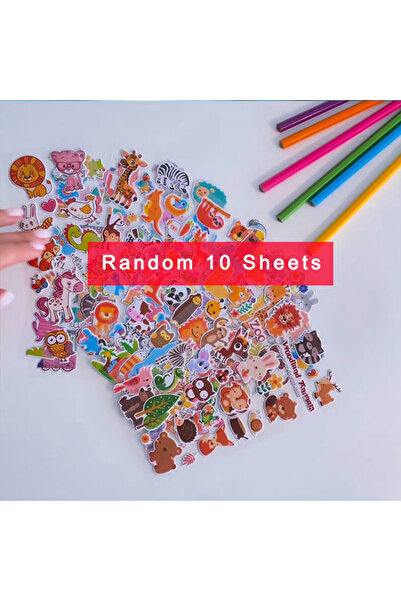 Choice PPT-10PCS-KTDW 10 أوراق ملصقات منتفخة ثلاثية الأبعاد للأطفال ملصقات حي...