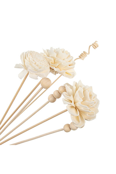 Choice 7 قطع TT2310531 7 قطع من أعواد الروطان على شكل زهرة داليا بيضاء، أعواد معطرة بدون نار