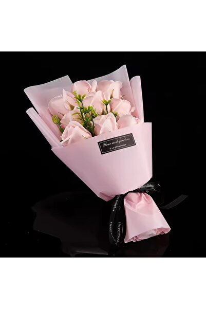 Choice باقة ورد وردية من 9 رؤوس صابون، زهرة صناعية لعيد الميلاد وحفلات الزفاف...