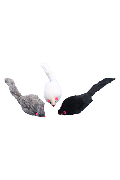 Choice مجموعة من 3 قطع 1/3 قطع لعبة فئران قطط أليفة منفوشة مع صوت خشخشة لعبة ...