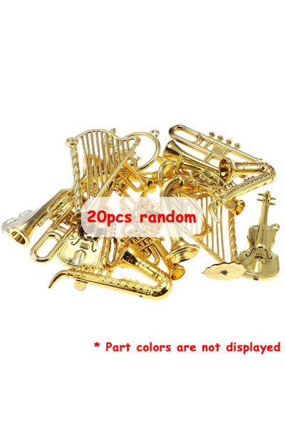 Choice 20 قطعة عشوائية 20 قطعة 2-7 سم زينة آلة موسيقية ذهبية صغيرة لبيت الدمي...