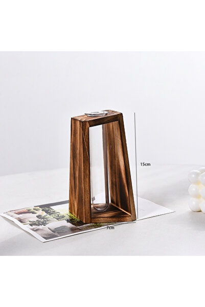 Choice Bj1897-62 Creative Wooden Hydroponic Vase Plant Vase Retro Vase Transparent Vase Desktop Plant Home