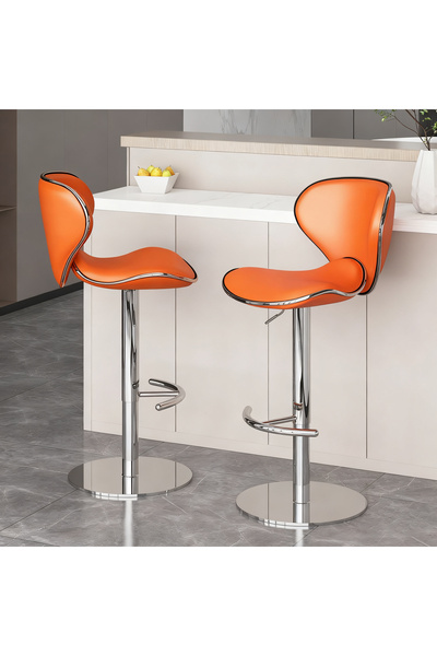 sharpdo 2-Piece Bar Stool Set, Nappa Leather High Back Bar Stool, Comfortable Adjustable High Bar Stool