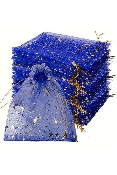 Choice3 7×9 سم - 2.7×3.5 بوصة - 50 قطعة من أكياس الأورجانزا الزرقاء برباط، بت...