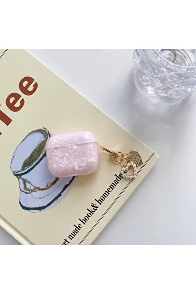 Choice حافظة سماعات أذن لؤلؤية برتقالية حمراء لأجهزة Airpods 4 بتصميم قلادة ع...