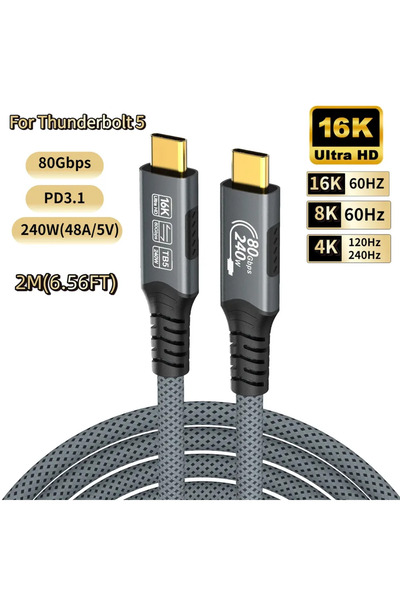 Choice كابل نقل بيانات USB-C كامل الميزات PD240W كابل شحن سريع 1057-16K M-M 2...