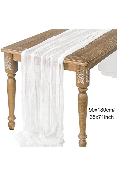 Choice مفرش طاولة أبيض شبه شفاف من قماش شاش أبيض اللون، مفرش طاولة من قماش شا...