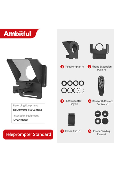 Choice مجموعة 1 جهاز Ambitful T1 Mini Teleprompter للتسجيل عبر الهاتف وجهاز D...