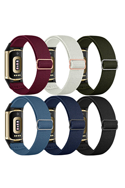 Choice مجموعة من 2 شريط مطاطي من النايلون لساعة Charge 5/6 - حزام رياضي ناعم ...