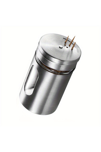 Choice Silver 1pc Kitchenware Stainless Steel Seasoning Jar Glass Sprinkler Barbecue Seasoning Jar Pepper B