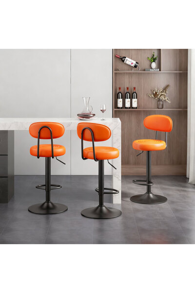 sharpdo 4PCS Bar Chair,High Back Small Round Stool, Comfortable Adjustable High Bar Chair with 360° Swivel