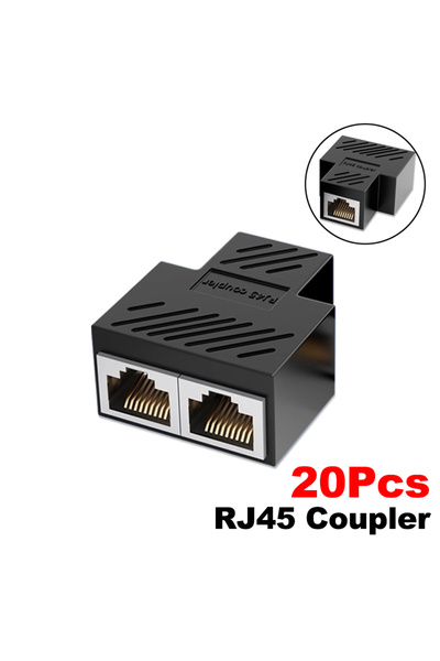 Choice 20 قطعة من وصلات كابلات إيثرنت Cat6 Cat5e RJ45 ومحول تمديد كابلات إيثر...