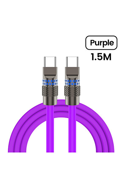 Choice كابل بيانات من النوع C إلى النوع C فائق الشحن من السيليكون باللون الأر...