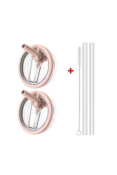 Choice قطعتان من غطاء مانع للتسرب وردي اللون سعة 40 أونصة من القش القابل للطي...