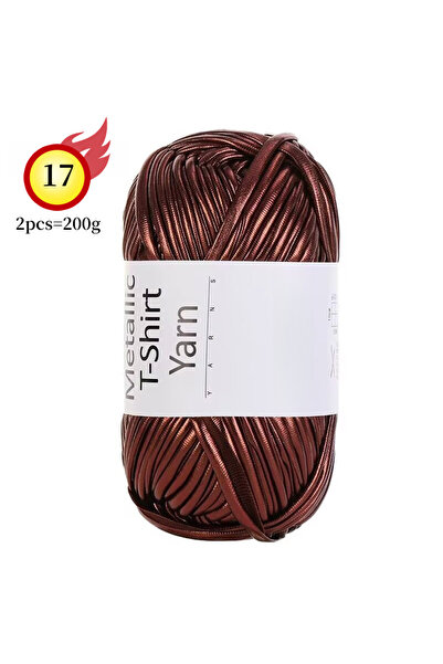 Choice 17 قهوة حمراء 200 جرام خيط قماش معدني لامع، مواد يدوية الصنع، خيوط كروشيه متجولة، سويتا