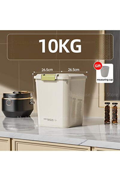 Choice 10 كجم مع كوب، حاوية أرز 10 كجم، صندوق تخزين الأرز، موزع حبوب محكم الغ...