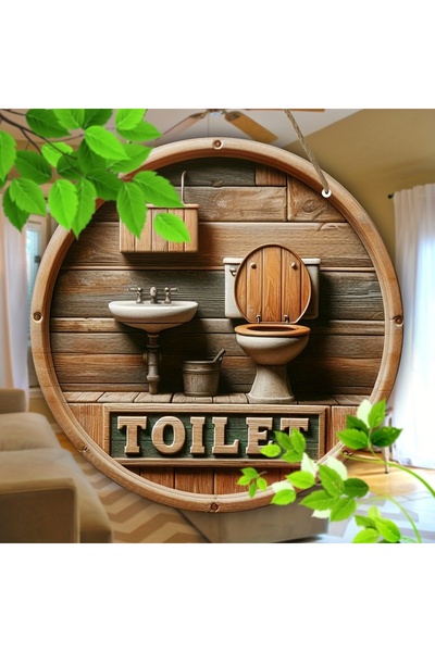 Choice لوحة خشبية دائرية مقاس 20×20 سم، ديكور حمام، مطعم، مقهى، مركز تسوق