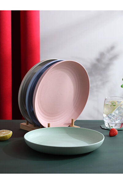 Choice 4 قطع كبيرة 25 سم، 4 قطع من أطباق قش القمح خفيفة الوزن غير قابلة للكسر...