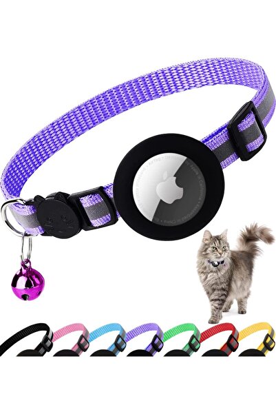Choice طوق قطط أرجواني لطيف مع جرس لحامل علامة الهواء، طوق قطط عاكس قابل للفص...