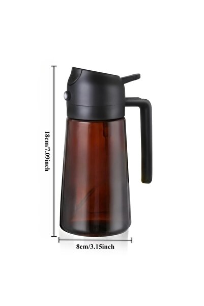 Choice بخاخ زيت زيتون بني مانع للضوء 2 في 1 بغطاء أسود، سعة 470 مل، للطهي، زج...