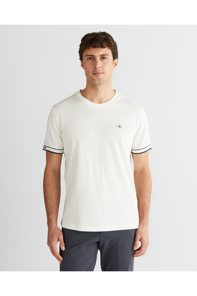 Gant Erkek Beyaz Regular Fit Bisiklet Yaka T-Shirt