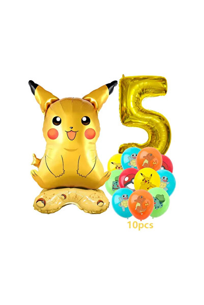 Choice عبوة واحدة من 5 قطع من بالونات بوكيمون واقفة على شكل شخصية كرتونية بيك...