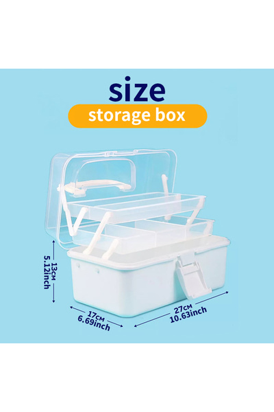 Choice white Three-layer Transparent Plastic Craft Storage Box, Sewing Storage Box, Folding Tool Box, Art S
