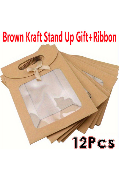 Choice 12 قطعة من أكياس الهدايا عالية الجودة المصنوعة من ورق الكرافت البني مق...
