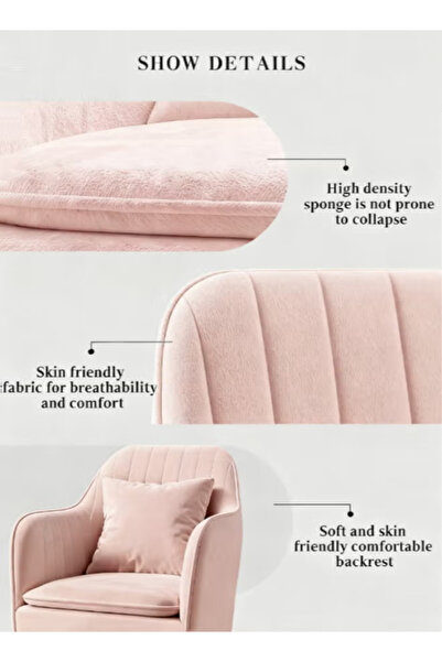 Generic Velvet Decorative Chair, Home Office Desk Chair, Suitable for Dressing Room and Bedroom