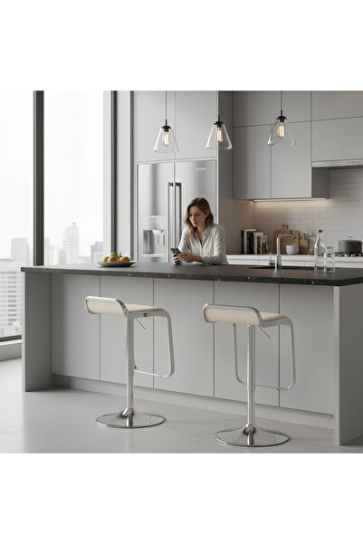 sharpdo 4PCS Bar Chair,High Back Small Round Stool, Comfortable Adjustable High Bar Chair with 360° Swivel