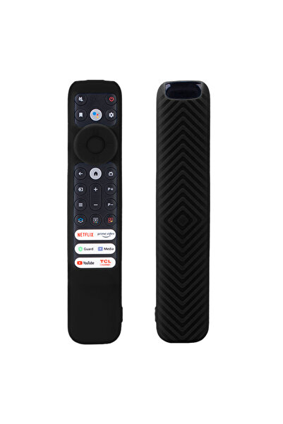 Choice جراب سيليكون مضيء أسود مقاس 20.9 × 4.3 × 1.7 سم لجهاز التحكم الصوتي TCL RC902V FMR1 TCL LED Smart T